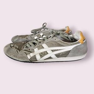 Onitsuka Tiger Olive Army Green White Leather Suede Retro Sneakers sz 9.5